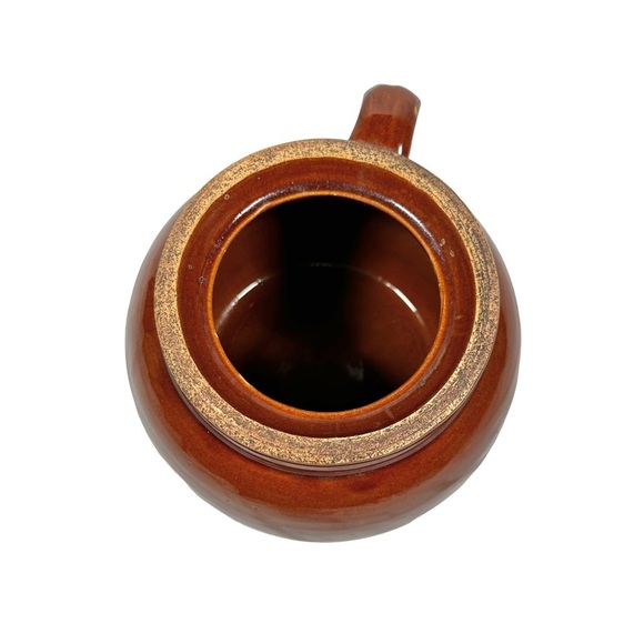 VINTAGE Robinson Ransbottom Crown 2-Toned Stoneware Bean Pot with Handle - Picture 5 of 8